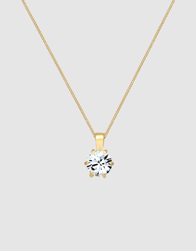 Elli Jewelry - Necklace Crystal 925 Sterling Silver Gold-Plated