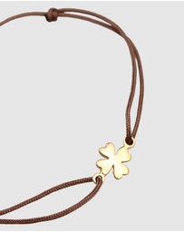Elli Jewelry - Bracelet Cloverleaf Nylon Brown in 925 sterling silver Gold Plated