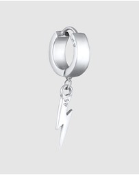 Kuzzoi - ICONIC EXCLUSIVE - Earrings Men Creole Lightning Pendant Single Piece in 925 Sterling Silver