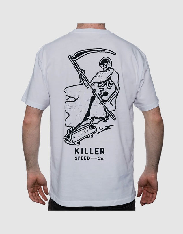 Killer Speed Co. - Killer Speed Co. Men Skate Reaper Tshirt Relaxed Fit Crew Neck White