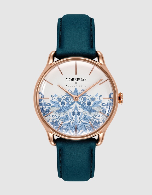 August Berg - Morris & Co 30mm Blue Strawberry Thief Watch