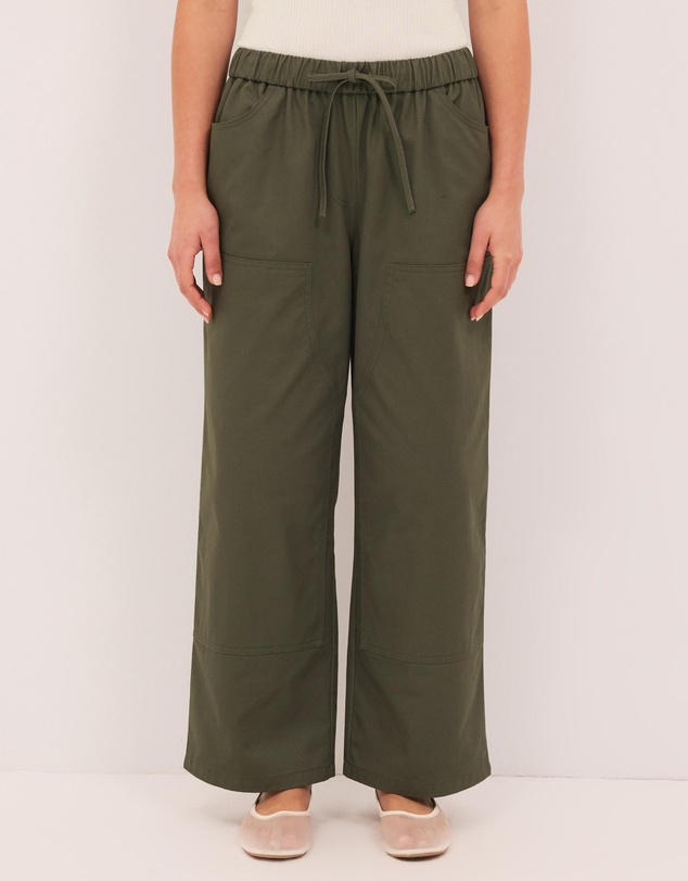 Calli - Panelled Cotton Wide Leg Twill Pants