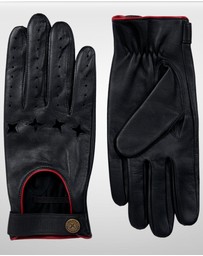 DENTS - Suited Racer Touchscreen Leather Driving Gloves w/ Wristwatch Cut-Out