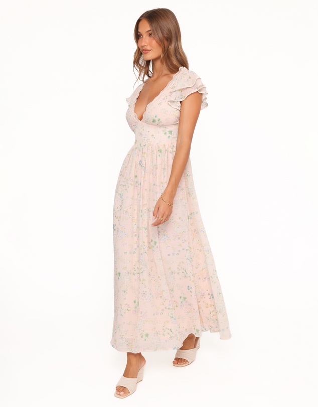 Petal & Pup - Angelica Midi Dress - Pastel Pink Floral