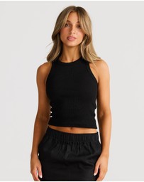 Vacay Swimwear - Rib Tank Black
