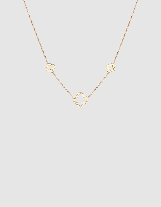 Elli Jewelry - Cloverleaf Zirconia Necklace in Gold-Plated 925 Silver