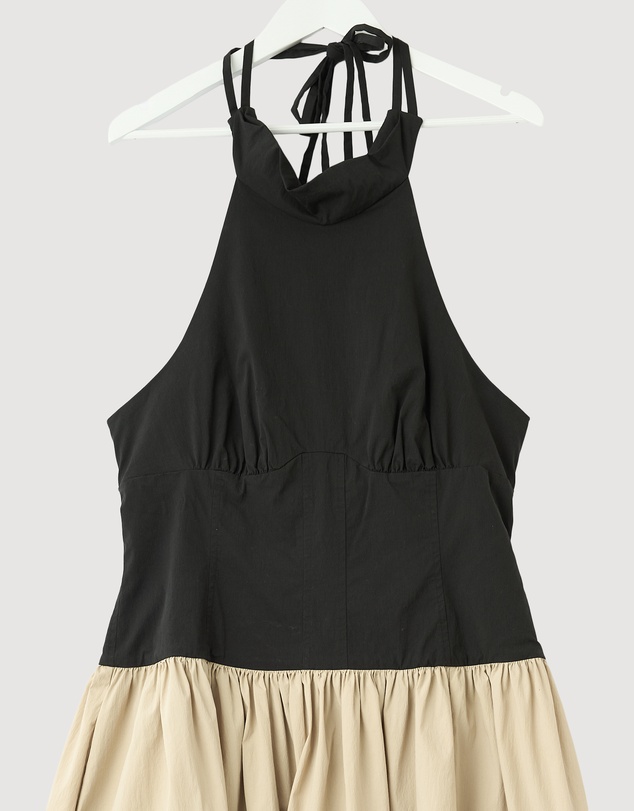 Revibe - Repaired Shona Joy Campbell Contrast Halter Neck Midi Dress - AU 14