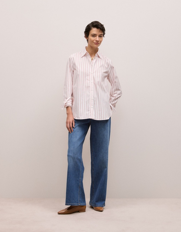 Trenery - Poplin Twin Stripe Shirt in Spice Red