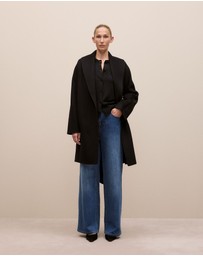 Trenery - Merino Classic Crew Cardigan in Black