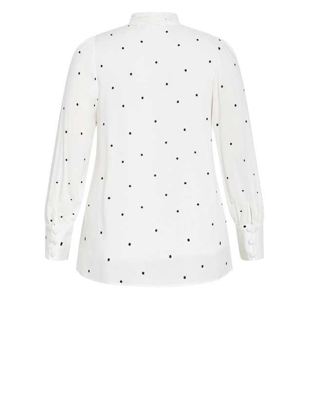 City Chic - Plus size Kensie Spot Neck Tie Top - ivory