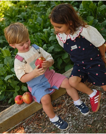 Goldie + Ace - Patchwork Stripe Burton Overalls - Babies-Kids