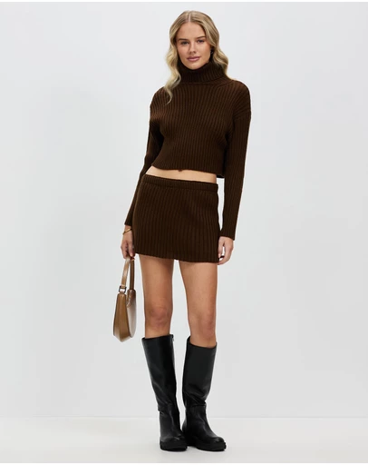 Style Addict - Chunky Knit Mini Skirt