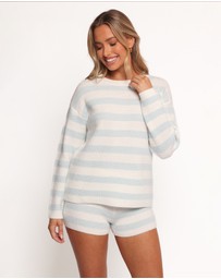 Petal & Pup - Ciaran Knitted Short Set - Cream Blue