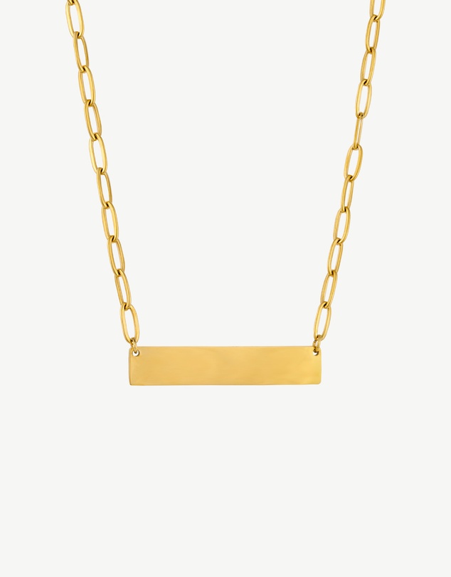 Zahar - Engravable Bar Paperclip Necklace