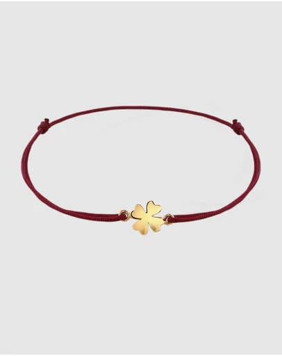 Elli Jewelry - Bracelet Cloverleaf Symbol Nylon 925 Sterling Silver Gold-Plated