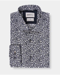 Brooksfield - ABSTRACT FLORAL PRINT REG FIT BUSINESS SHIRT