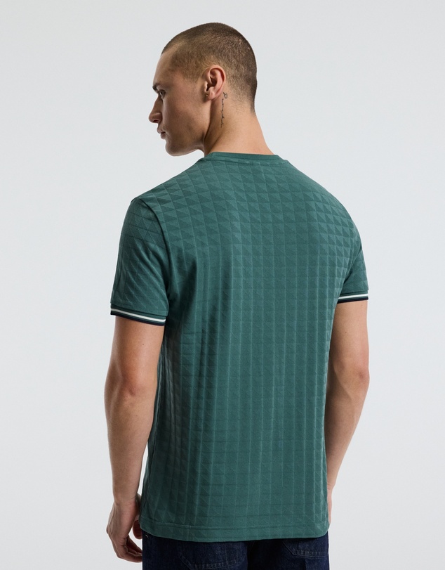 Calibre - Striped Trim Jacquard T-shirt Sea Green