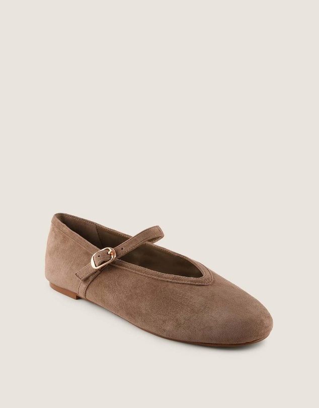 Shelly Shen - Rene Ballet Flats Taupe Suede
