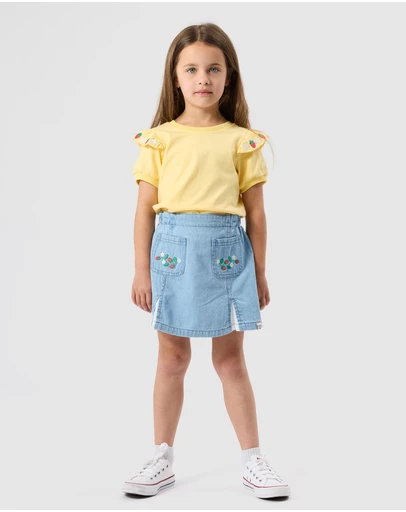 Goldie + Ace - Flounce Shoulder Strawberry Top - Babies-Kids