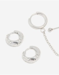 Lovisa - Waterproof Stainless Steel Chain & Huggie Earrings 3-Pack
