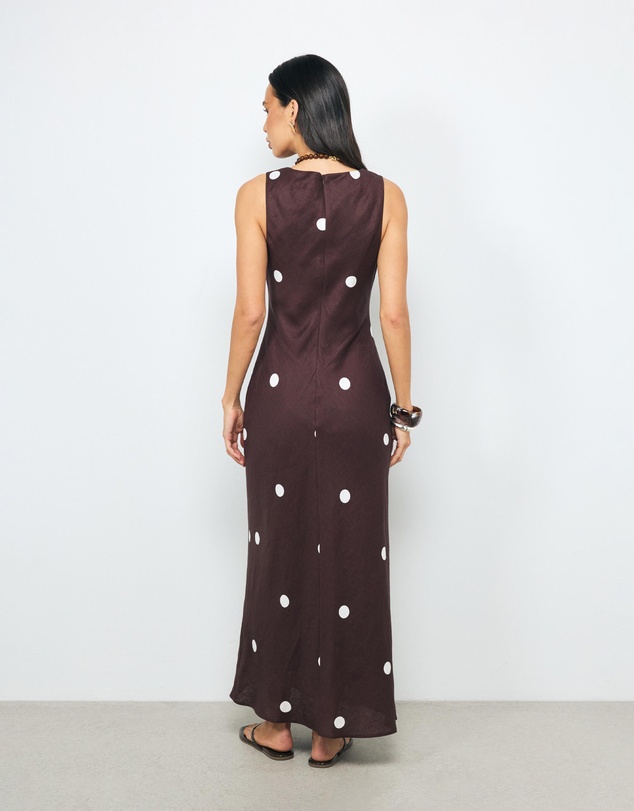 AERE - Tia Polka Dot Linen Slip Dress