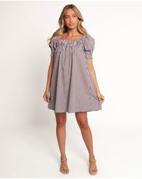 Petal & Pup - Kennedy Smock Mini Dress - Chocolate Gingham