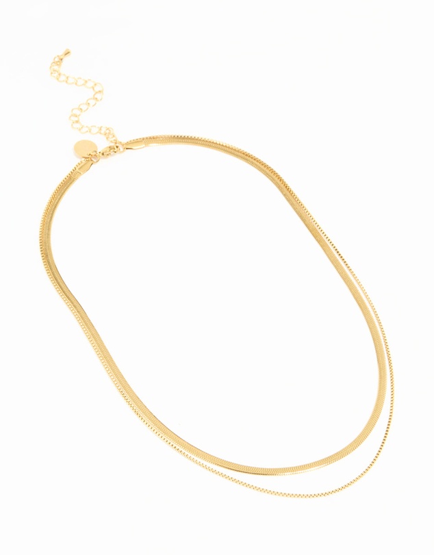 Lovisa - Waterproof Gold Plated Stainless Steel Snake Chain Fine Layered Necklace