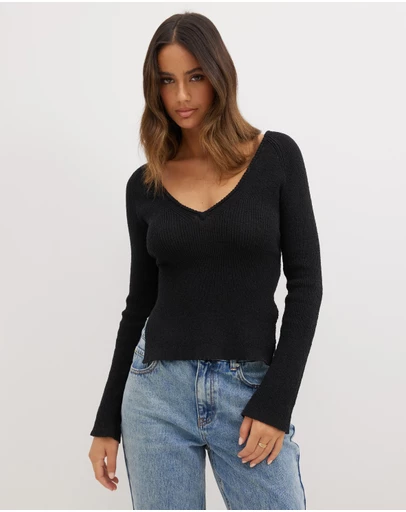 Dazie - Twinkle Tie Back Knit Top