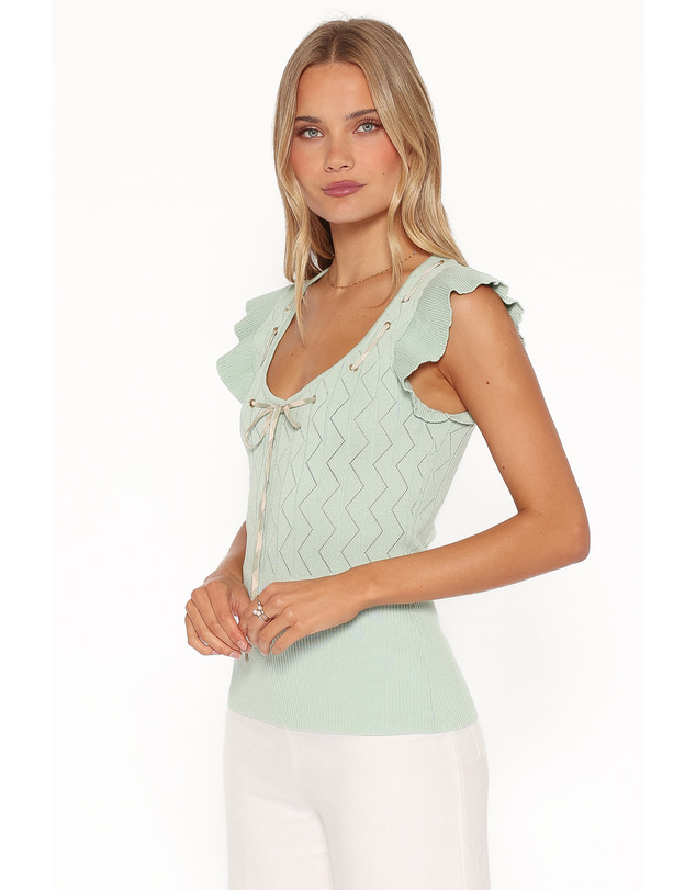 Petal & Pup - Tucker Pointelle Knit Top - Sage Green