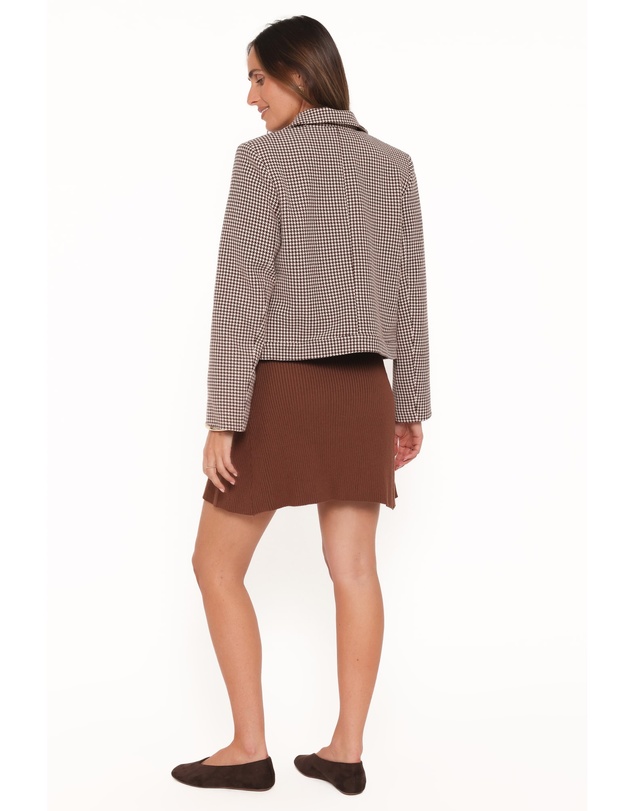 Petal & Pup - Harvie Crop Trucker Jacket - Brown Houndstooth