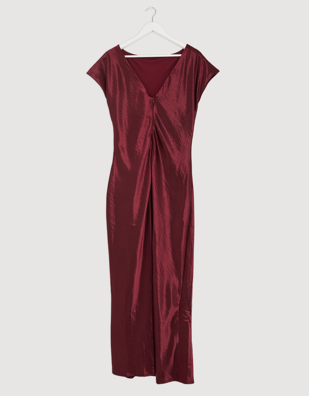 Revibe - Repaired Tussah Amy Boat Neck Satin Midi Dress - AU 14
