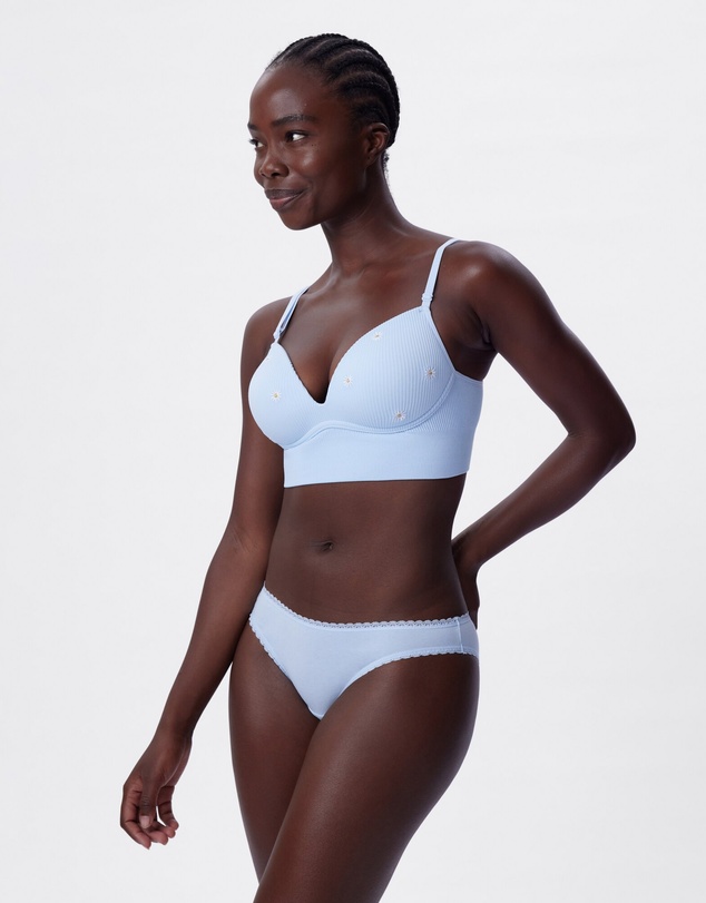 Bras N Things - Daisy Chain Wirefree L/Line Bra - Light Blue