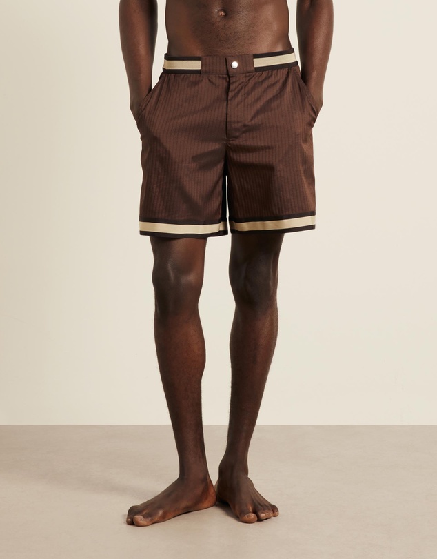 Che - Longer Pinstripe Baller Swimshorts