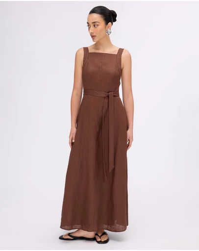 Minima Esenciales - Ava Linen Multi Panel Midi Dress