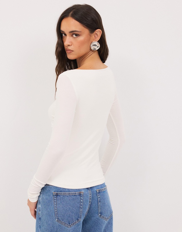 Calli - Mia Draped Long Sleeve Jersey Top