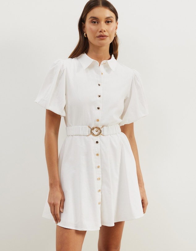 Atmos&Here - Kirrie Linen Blend Belted Mini Dress