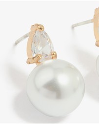 Lovisa - Gold Plated Mini Cubic Zirconia Pearl Drop Earrings
