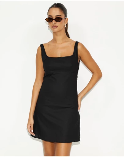 Dazie - Main Character Linen Blend Mini Dress