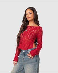 EDIKTED - Rosa Open Back Sheer Knit Top
