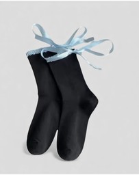 High Heel Jungle - Lara Satin Trim Cotton Socks - 2 Pairs