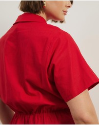 Atmos&Here Curvy - Remi Linen Blend Mini Shirt Dress