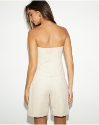 Dazie - Mirage Linen Blend Strapless Top