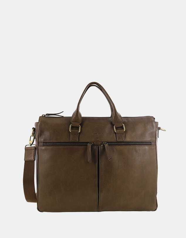 Pierre Cardin - Pierre Cardin Men's Italian Leather Business Briefcase/Messenger Bag