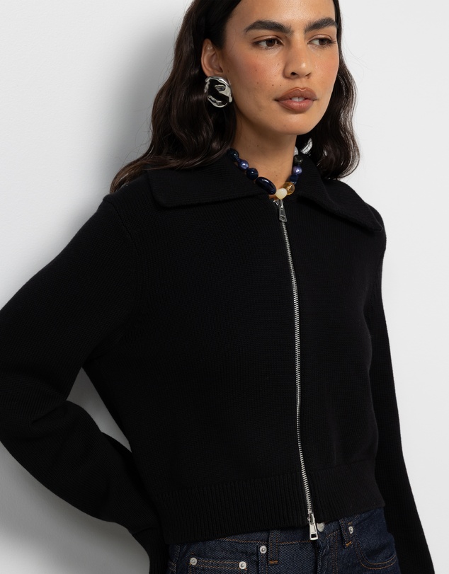 AERE - Lali Organic Cotton Zip Knit Cardigan