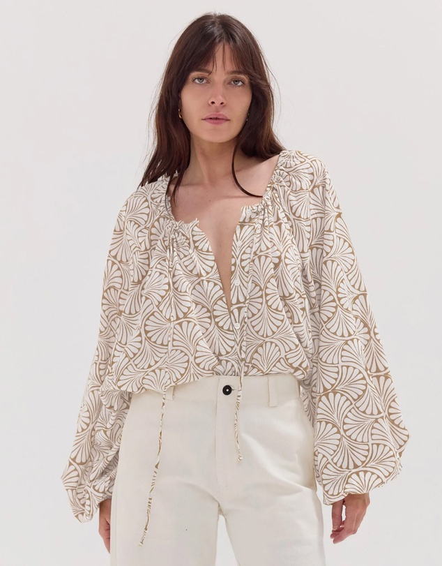 Cloth & Co. - The Block Print Blouse | Stone