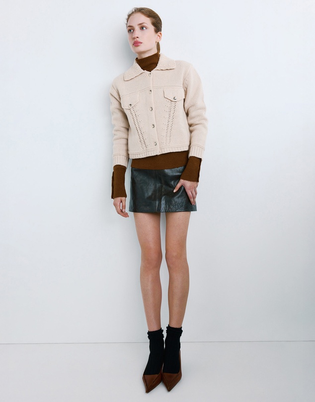 M.N.G - Cardigan Jacket With Shirt Collar