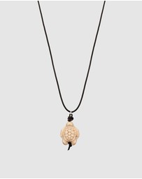 Kuzzoi - ICONIC EXCLUSIVE - Necklace Male Turtle Synthetic Howlite Leather 925 Sterling Silver