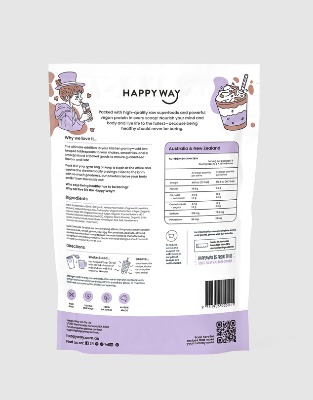 Happy Way - Double Choc Chip Vegan Protein 500g