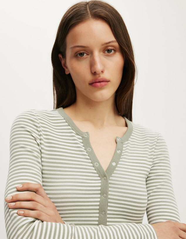 Cotton On - Blake Rib Henley Long Sleeve