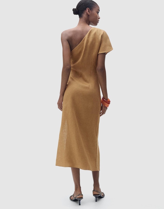 M.N.G - Rachel Asymmetrical Linen Dress